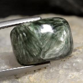 Séraphinite Vert naturelle Coupe coussin, 5.90 ct, Opaque