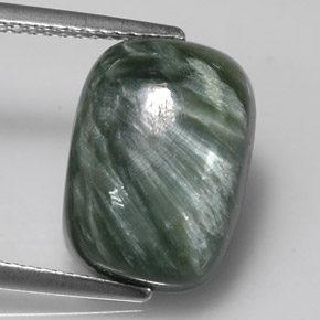 Séraphinite vert naturelle coupe coussin, 5,92 ct, opaque