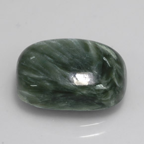 Séraphinite vert naturelle coupe coussin, 5,92 ct, opaque