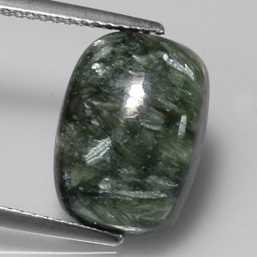 Séraphinite vert naturelle coupe coussin, 5,98 ct, opaque