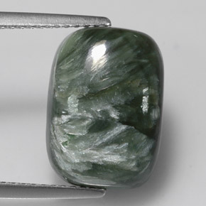 Séraphinite Vert naturelle Coupe coussin, 6.08 ct, Opaque