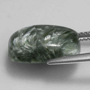 Séraphinite Vert naturelle Coupe coussin, 6.08 ct, Opaque