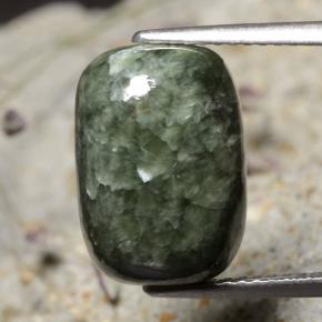 Séraphinite vert naturelle coupe coussin, 5,99 ct, opaque