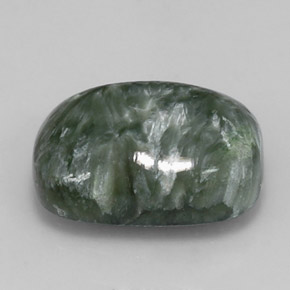 Séraphinite vert naturelle coupe coussin, 5,55 ct, opaque