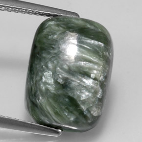Séraphinite vert naturelle coupe coussin, 6,14 ct, opaque