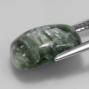 Séraphinite vert naturelle coupe coussin, 6,14 ct, opaque
