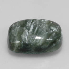 Séraphinite vert naturelle coupe coussin, 5,89 ct, opaque