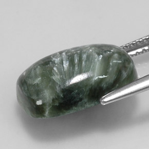 Séraphinite vert naturelle coupe coussin, 5,89 ct, opaque