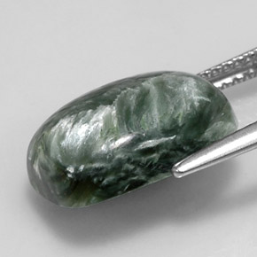 Séraphinite vert naturelle coupe coussin, 5,75 ct, opaque