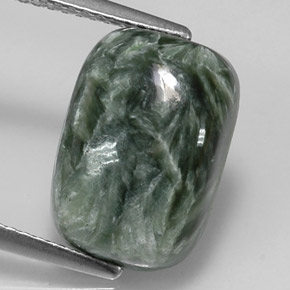 Séraphinite Vert naturelle Coupe coussin, 5.32 ct, Opaque