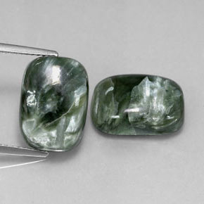 Achetez naturel 11,70ct vert séraphinite gems, coupe coussin, en provenance russie chez gemselect. en stock, livraison internationale!