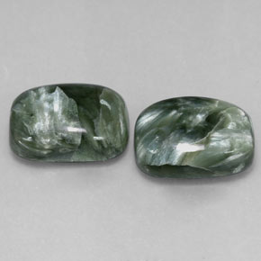 Achetez naturel 11,70ct vert séraphinite gems, coupe coussin, en provenance russie chez gemselect. en stock, livraison internationale!