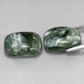 Achetez naturel 11,70ct vert séraphinite gems, coupe coussin, en provenance russie chez gemselect. en stock, livraison internationale!