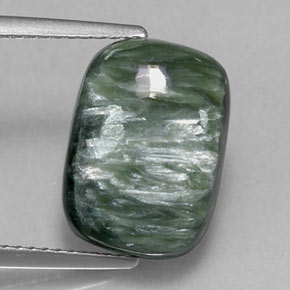 Séraphinite vert naturelle coupe coussin, 5,72 ct, opaque