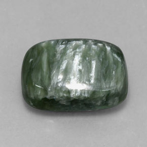 Séraphinite vert naturelle coupe coussin, 5,72 ct, opaque