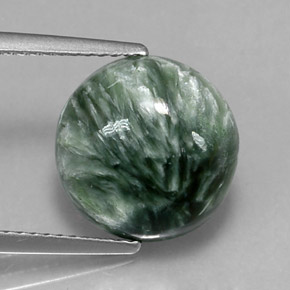 Séraphinite vert naturelle coupe roude, 4,67 ct, opaque