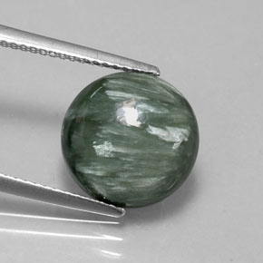 Séraphinite vert naturelle coupe roude, 4,56 ct, opaque
