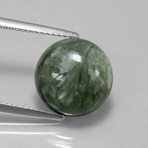 Séraphinite vert naturelle coupe roude, 4,61 ct, opaque