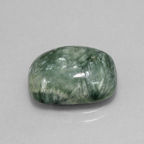 Séraphinite vert naturelle coupe coussin, 5,55 ct, opaque