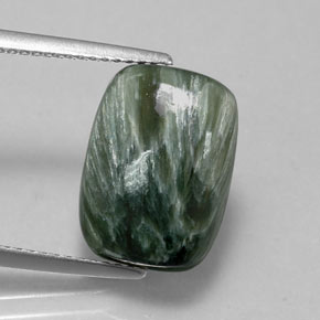 Séraphinite vert naturelle coupe coussin, 5,74 ct, opaque