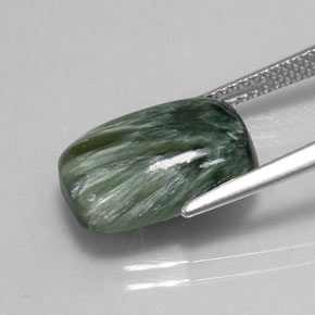 Séraphinite vert naturelle coupe coussin, 5,74 ct, opaque