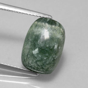 Séraphinite vert naturelle coupe coussin, 4,86 ct, opaque