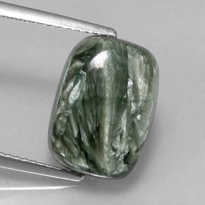 Séraphinite vert naturelle coupe coussin, 5,67 ct, opaque