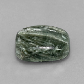 Séraphinite vert naturelle coupe coussin, 5,67 ct, opaque