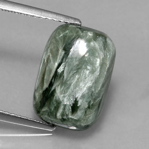 Séraphinite Vert naturelle Coupe coussin, 5.90 ct, Opaque