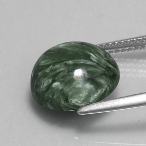 Séraphinite vert naturelle coupe roude, 5,12 ct, opaque