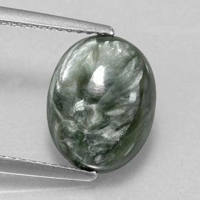 Séraphinite vert naturelle coupe ovale, 3,55 ct, opaque