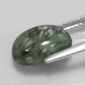 Séraphinite vert naturelle coupe ovale, 3,55 ct, opaque