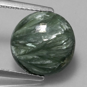 Séraphinite vert naturelle coupe roude, 4,23 ct, opaque