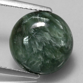 Séraphinite vert naturelle coupe roude, 4,68 ct, opaque