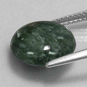 Séraphinite vert naturelle coupe roude, 4,68 ct, opaque