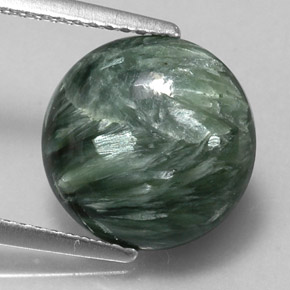 Séraphinite vert naturelle coupe roude, 4,63 ct, opaque