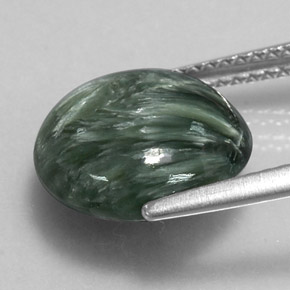 Séraphinite vert naturelle coupe roude, 4,63 ct, opaque