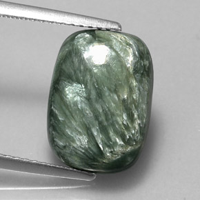 Séraphinite vert naturelle coupe coussin, 5,42 ct, opaque
