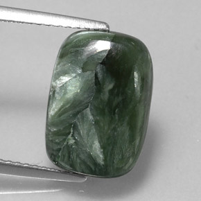 Séraphinite vert naturelle coupe coussin, 5,47 ct, opaque
