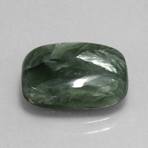 Séraphinite vert naturelle coupe coussin, 5,47 ct, opaque