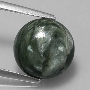 Séraphinite vert naturelle coupe roude, 3,36 ct, opaque
