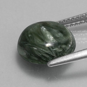 Séraphinite vert naturelle coupe roude, 3,36 ct, opaque
