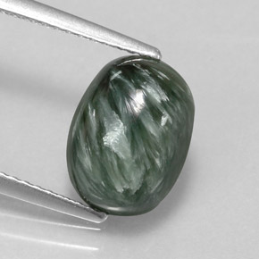 Séraphinite vert naturelle coupe ovale, 3,18 ct, opaque