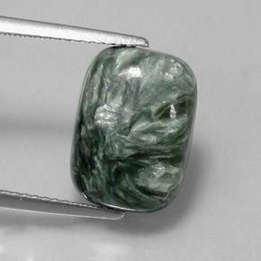 Séraphinite Vert naturelle Coupe coussin, 6.43 ct, Opaque