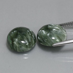 Achetez naturel ct vert séraphinite gems, coupe roude, en provenance russie chez gemselect. en stock, livraison internationale!