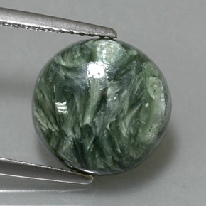 Séraphinite vert naturelle coupe roude, 4,60 ct, opaque