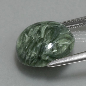 Séraphinite vert naturelle coupe roude, 4,60 ct, opaque