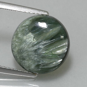 Séraphinite vert naturelle coupe roude, 3,87 ct, opaque