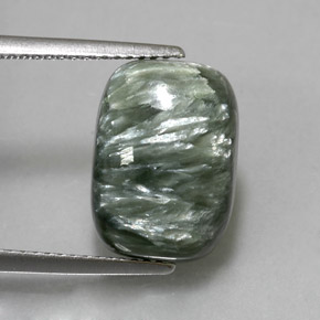 Séraphinite vert naturelle coupe coussin, 5,57 ct, opaque