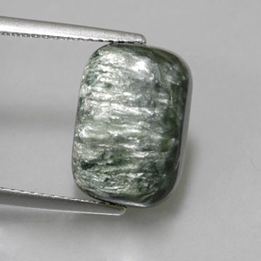 Séraphinite Vert naturelle Coupe coussin, 5.34 ct, Opaque